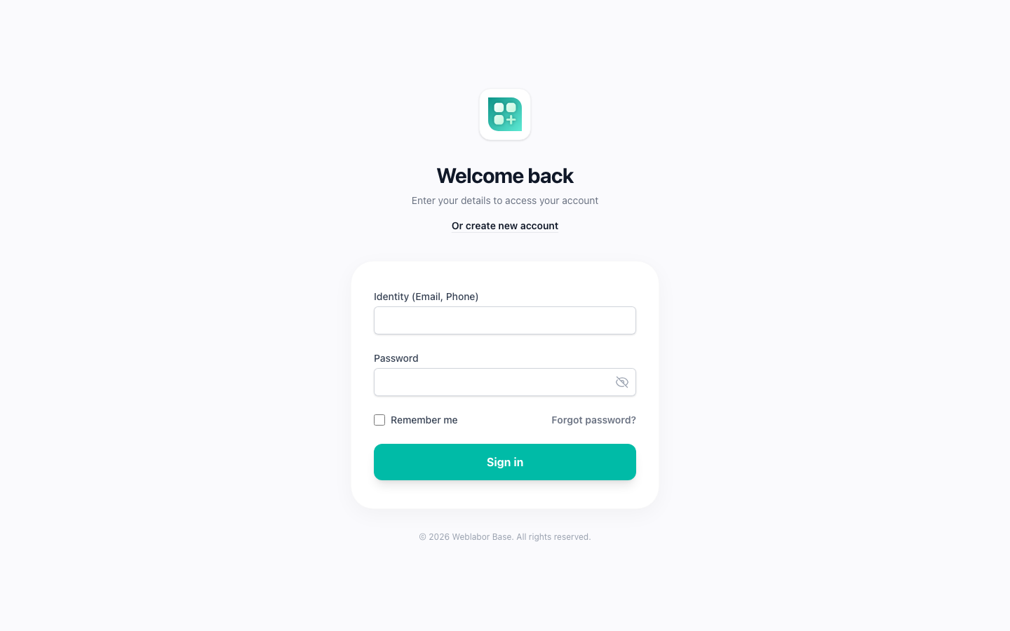 The sign-in screen