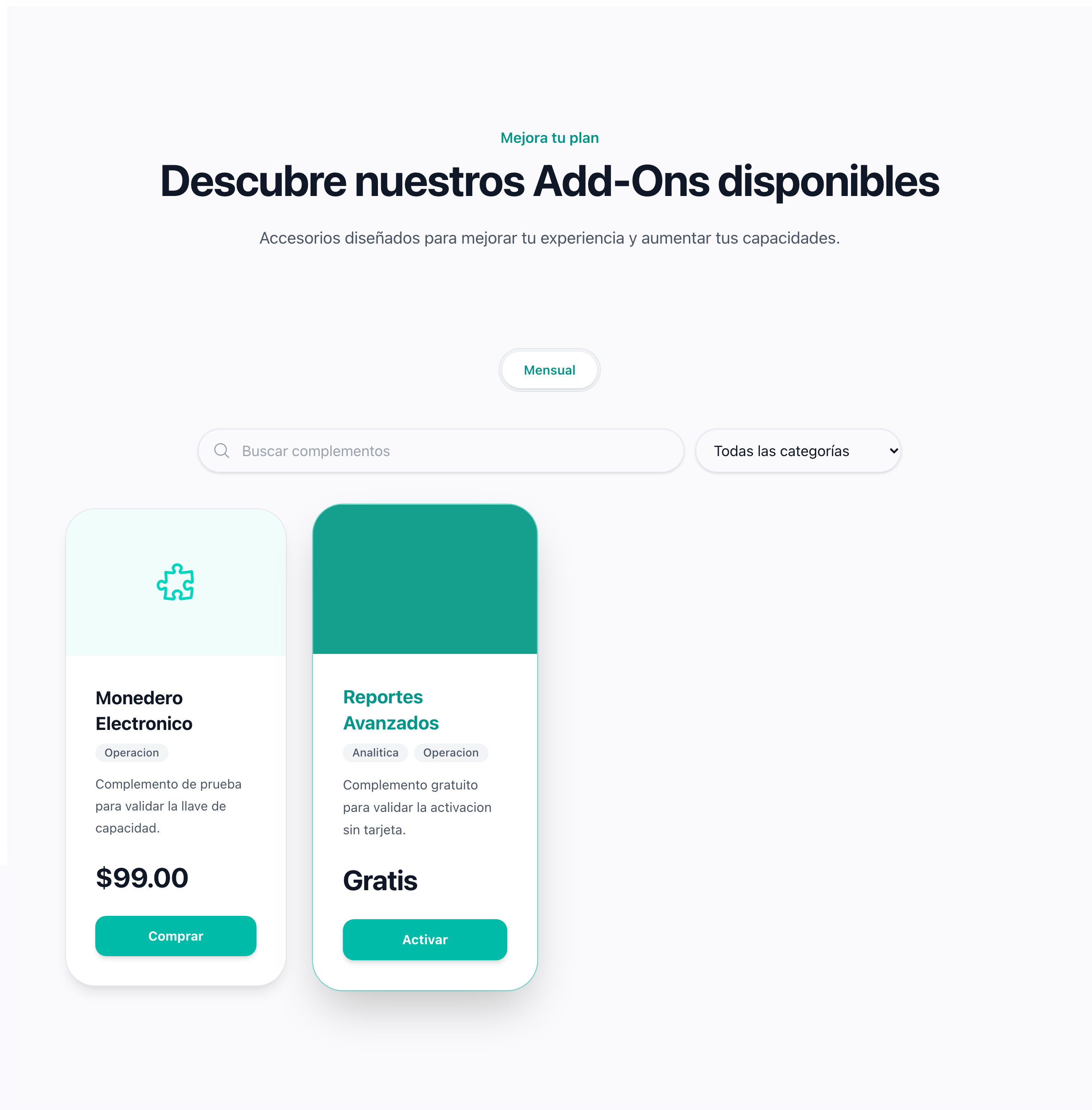 Deja que tus usuarios exploren y compren complementos por su cuenta