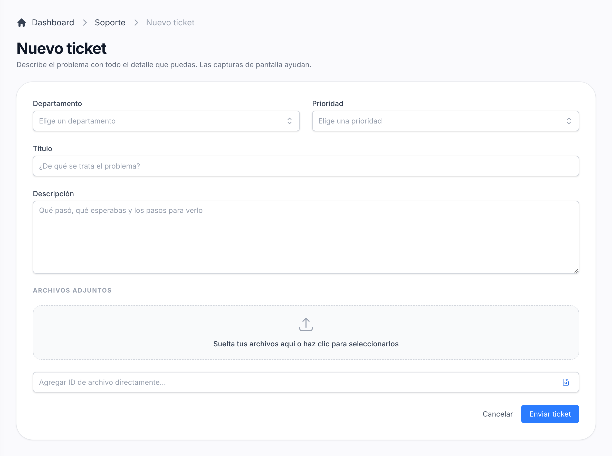 Open a ticket in one form